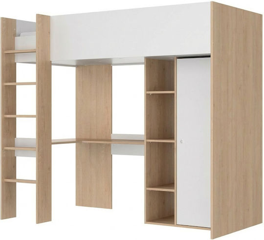 Kids Loft Semi Double Bed with Desk Beige for Mattress 182x204cm