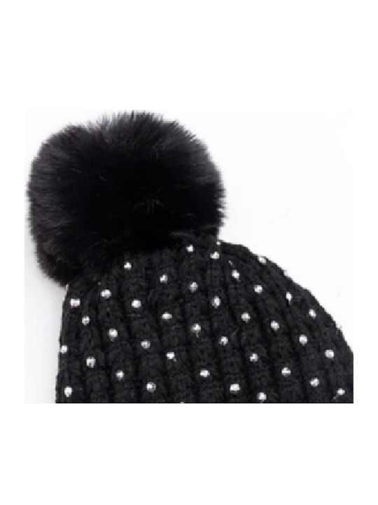 Pom Pom Beanie Unisex Knitted Beanie in Black Colour