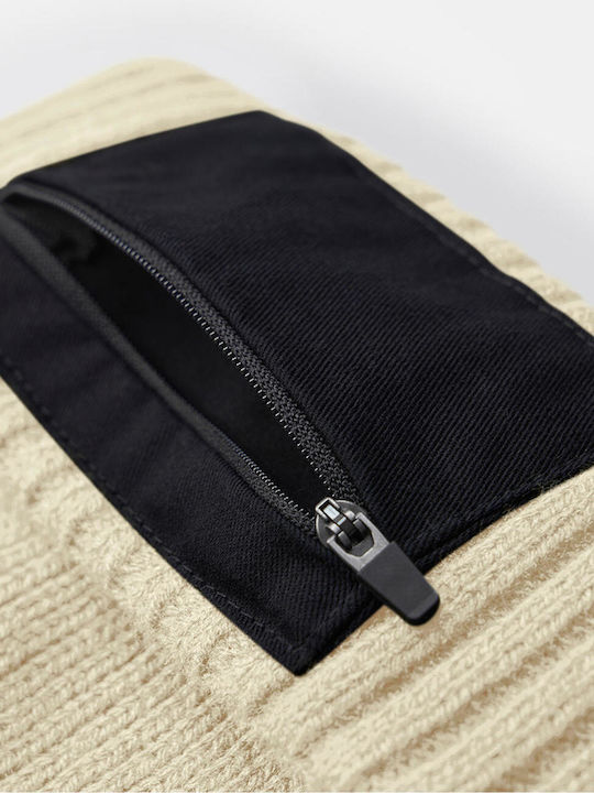 Beanie Unisex Σκούφος Πλεκτός σε Μπεζ χρώμα