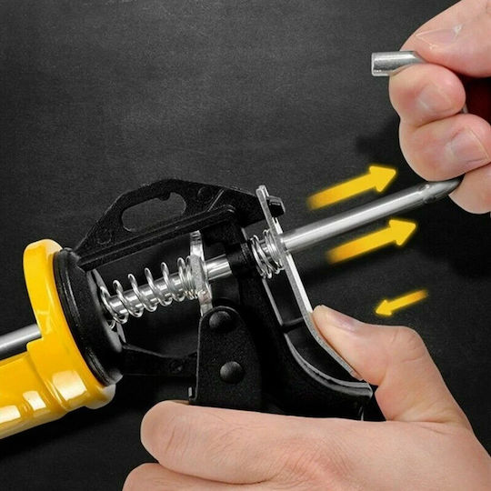 Pistol De Silicon Zola Compatibil Cu Cartușe 290 300 310 Ml Raport De Transmisie 18:1 Cadru Rotativ 360° Cârlig Mâner Ergonomic Oțel 34,5 X 22 Cm Galben Negru