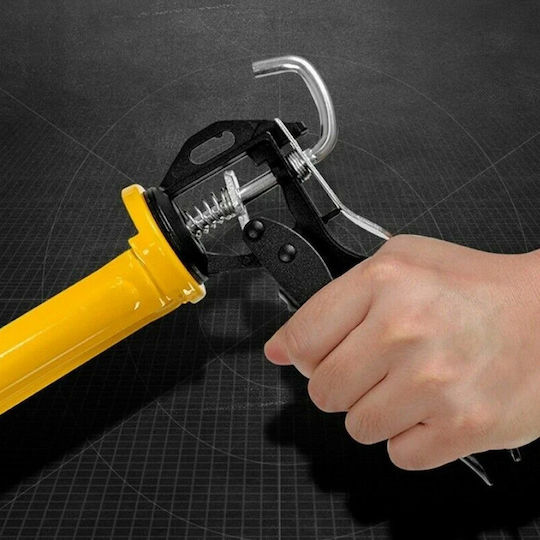 Pistol De Silicon Zola Compatibil Cu Cartușe 290 300 310 Ml Raport De Transmisie 18:1 Cadru Rotativ 360° Cârlig Mâner Ergonomic Oțel 34,5 X 22 Cm Galben Negru