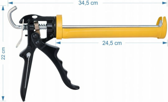 Pistol De Silicon Zola Compatibil Cu Cartușe 290 300 310 Ml Raport De Transmisie 18:1 Cadru Rotativ 360° Cârlig Mâner Ergonomic Oțel 34,5 X 22 Cm Galben Negru