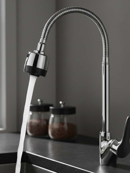 Avizar Swivel Kitchen Faucet Flexible Spout Chrome Finish Silver