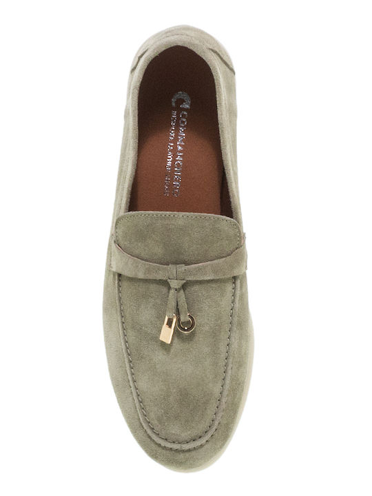 Δερμάτινα Γυναικεία Loafers σε Πράσινο Χρώμα