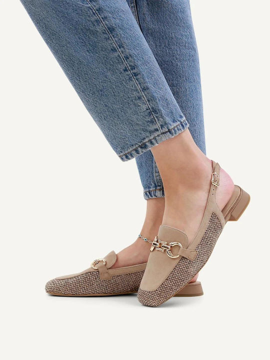 Women's Ballerina Shoes Slingback In Beige Colour