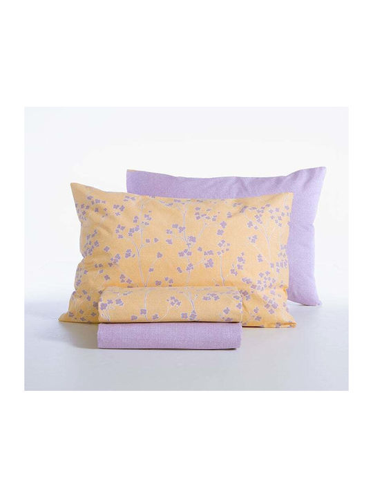 Nef-Nef Homeware Floriva Single Bed Sheets Set 170x270cm Yellow (3pcs)