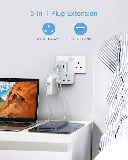 Tessan Πολύπριζο 5 Θέσεων με 2 USB-A και USB-C
