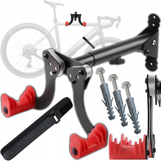 Suport De Perete Pentru Bicicletă Zola 2 Brațe Reglabile 19-37 Cm Accesorii Montare Oțel Antiderapant Incluse 37 X 17.5 Cm Negru Roșu