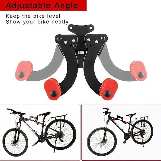 Suport De Perete Pentru Bicicletă Zola 2 Brațe Reglabile 19-37 Cm Accesorii Montare Oțel Antiderapant Incluse 37 X 17.5 Cm Negru Roșu