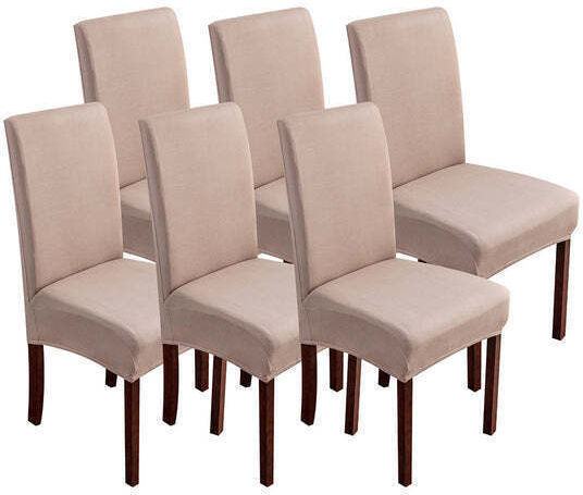 Husă Elastică Scaun Bej 65x40cm 6 Bucăți Husă Elastică Scaun Bej 65x40cm 6 Bucăți