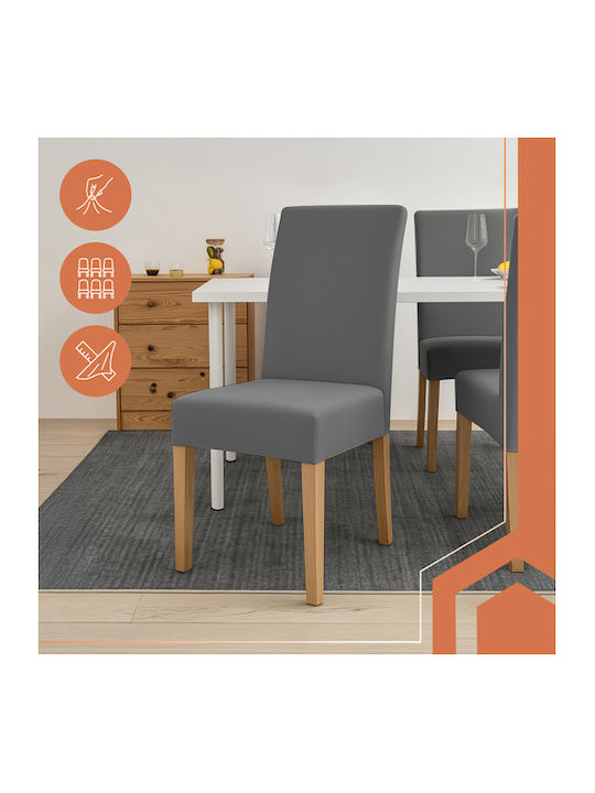 Husă Elastică Scaun Gri 65x40cm 6 Bucăți