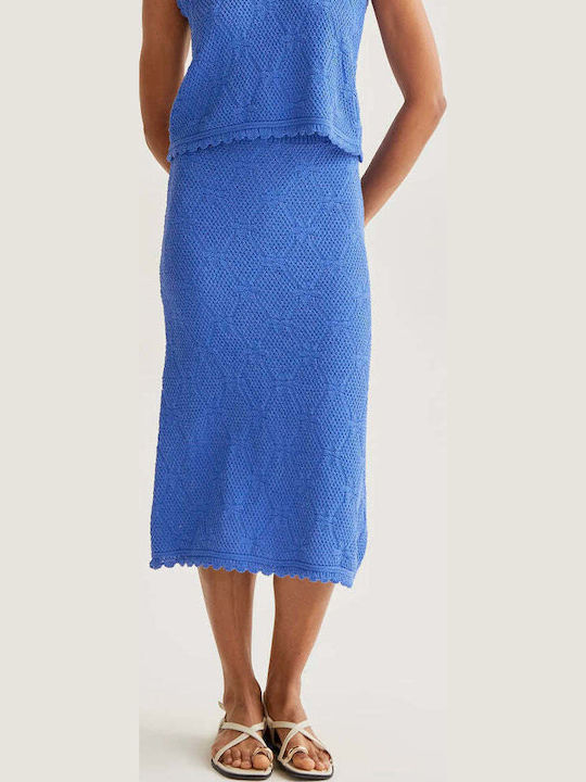 High Waist Midi Skirt Blue