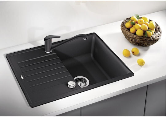 Blanco Undermount Kitchen Sink Made of Liquid Granite with Faucet L68xW50cm Gray
