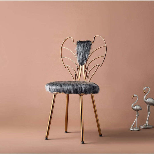 Angel Makeup Chair With Gold Base Gray 48x50cm