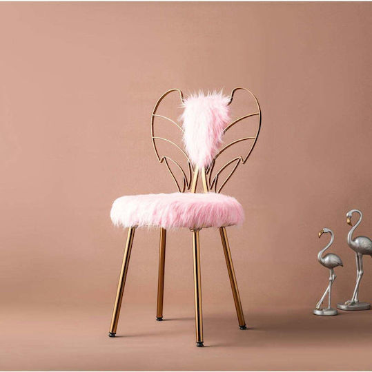 Angel Makeup Chair With Metal Base Pink 48x50cm
