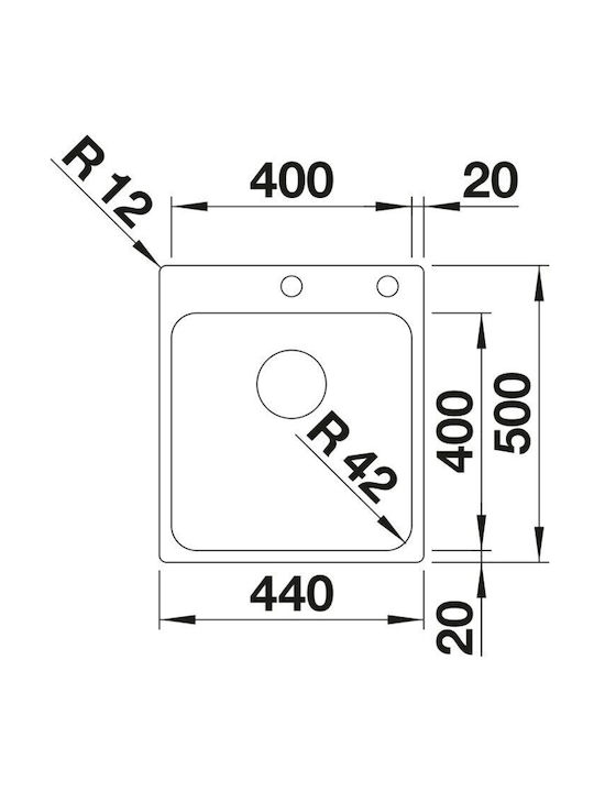 Blanco Υποκαθήμενος Νεροχύτης Inox Brushed με Μπαταρία Μ44xΠ50cm Γκρι