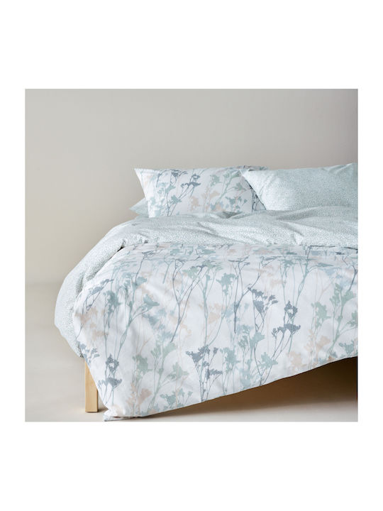 Kentia Cotton Duvet Cover Set 225x245cm King Size with 2 Pillowcases Breza Light Blue