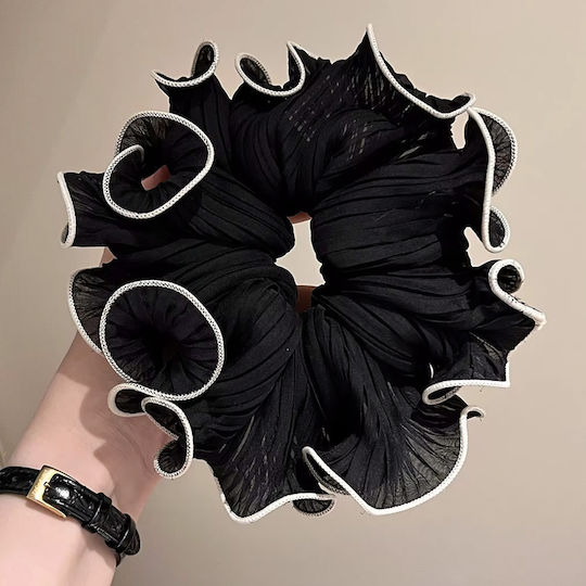 Avizar Scrunchie Froufrou Maxi Hair In Soft Black Vaporous Fabric Black
