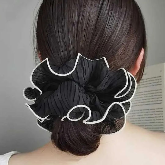 Avizar Scrunchie Froufrou Maxi Hair In Soft Black Vaporous Fabric Black