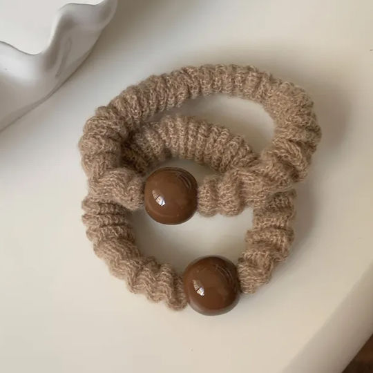 Avizar Classic Scrunchies Duo Mesh Hair Brown Minimalist Pearl Brown
