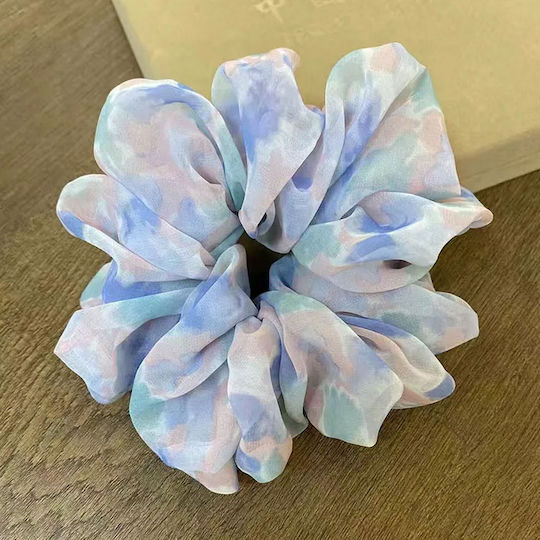 Avizar Scrunchy Maxi Haargummis In Weichem Ästhetischem Blau Wasserfarben Stoff Blau
