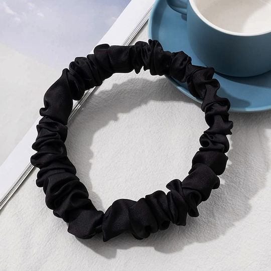 Avizar Classic Scrunchie Hair In Satin Plate Minimalist Black Black