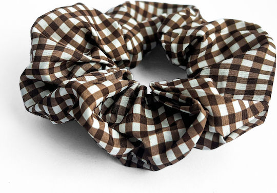 Avizar Classic Scrunchie Vichy Vintage Brown Cotton Hair Dark Brown
