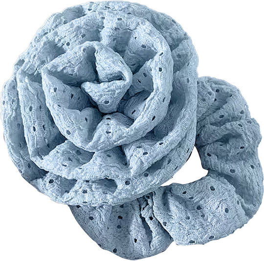 Avizar 3d Pink Scrunchy Vintage Blau Gesticktes Offener Tüll Haargummi
