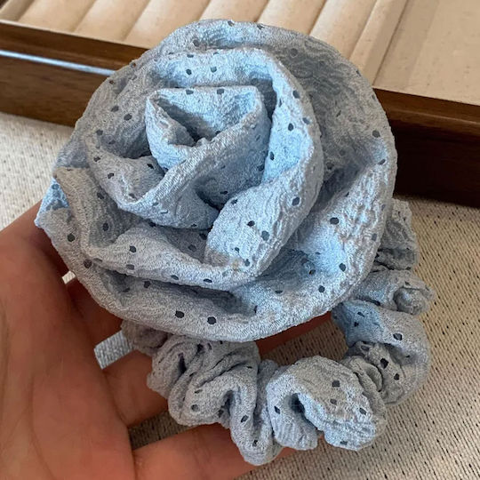 Avizar 3d Pink Scrunchy Vintage Blau Gesticktes Offener Tüll Haargummi