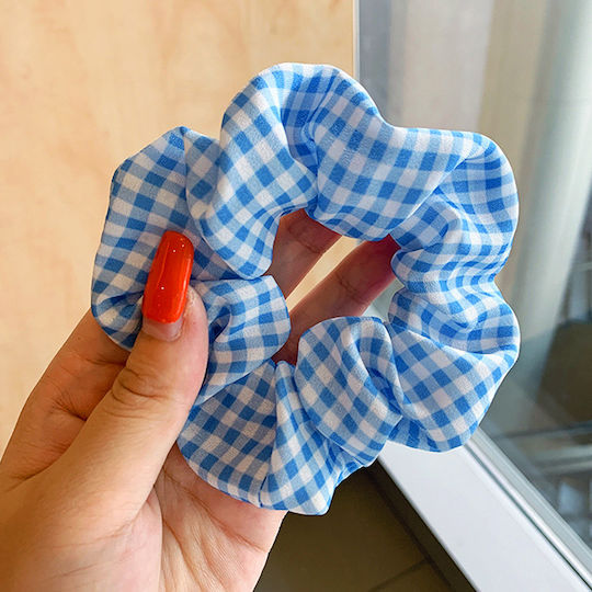 Avizar Classic Scrunchie Vichy Bumbac Păr Vintage Albastru Închis Albastru