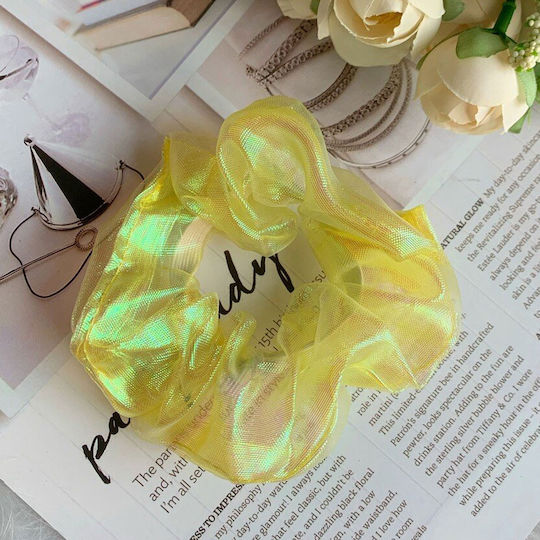 Avizar Glossy Scrunchie Hair In Vaporous Fabric Yellow Korean Style Yellow