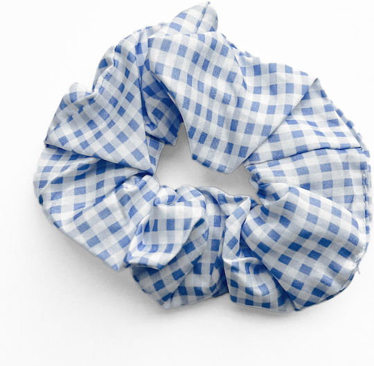 Avizar Classic Scrunchie Vichy Vintage Cotton Hair Pastel Blue Blue