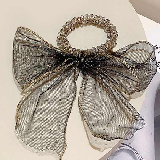 Avizar Scrunchie Chic Hair In Pearls Imperial Raffin Knot Black
