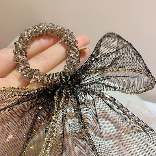 Avizar Scrunchie Chic Hair In Pearls Imperial Raffin Knot Black