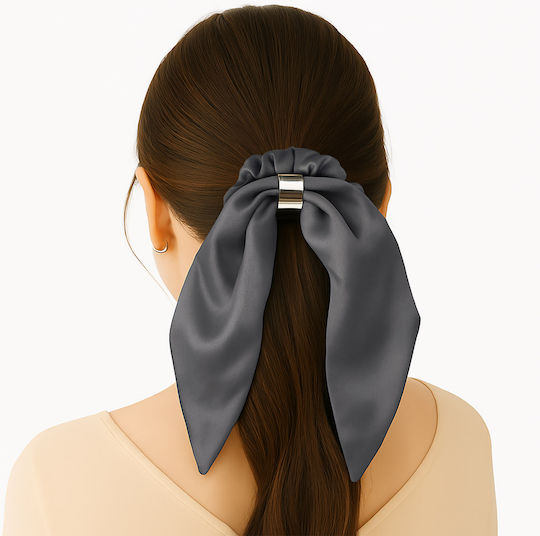 Avizar Scrunchie Short Scarf Hair In Satin Butterfly Refined Gray Grey