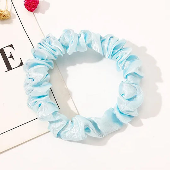 Avizar Classic Scrunchie Hair In Blue Minimalist Pleated Satin Blue