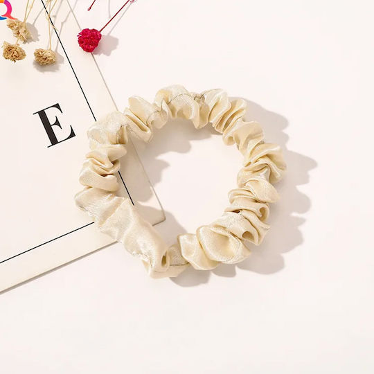 Avizar Classic Scrunchie Hair In Satin Pleated Diamant Chic Beige Beige