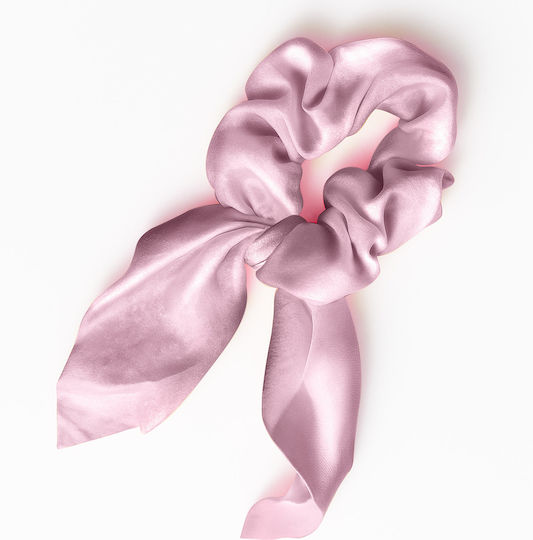 Avizar Scrunchie Eșarfă Scurtă Pentru Păr Din Satin Fluture Elegant Roz Roz