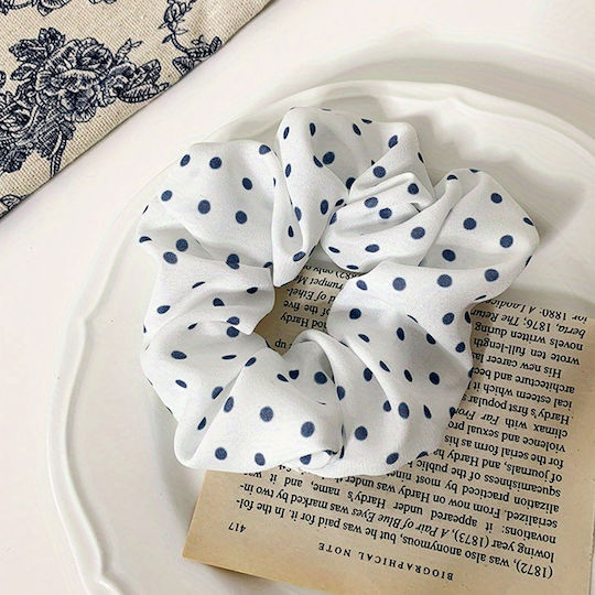 Avizar Classic Sweet Bumbac Păr Retro Chic Albastru Închis Cu Buline Albe Albastre