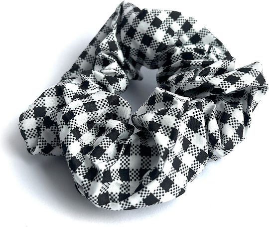 Avizar Classic Scrunchie Vichy Bumbac Păr Vintage Negru Alb Negru