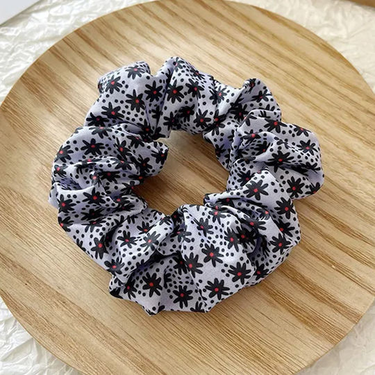 Avizar Класически Ластик За Коса Scrunchie От Мека Тъкан С Цветя Деликатен Лилав