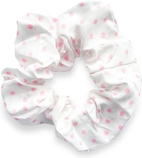 Avizar Klassischer Scrunchy Haar In Weichem Baumwolle Retro Chic Rosa Punkt Weiß Rosa