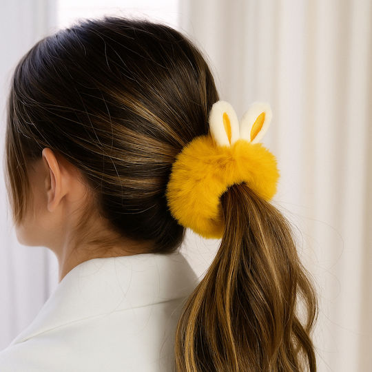 Avizar Classic Scrunchie Fluffy Hair Yellow Rabbit Ears Yellow