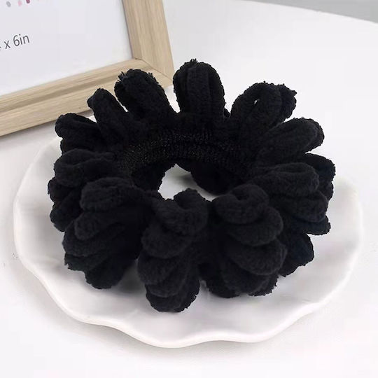 Avizar Klassisches Samt Scrunchy Haargummi Schwarz Schwarz