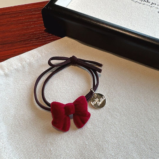 Avizar Casual Elastic Hair Medallion Node In Velvet Bordeaux Burgundy