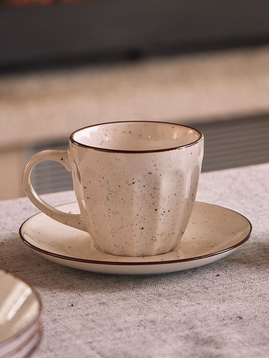Tognana Set Cups Espresso Porcelain Beige 6 Pieces