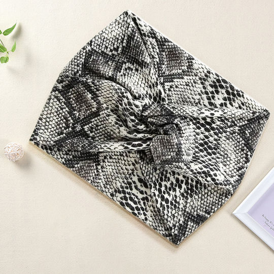 Avizar Turban Haar Stirnband Haar In Weicher Baumwolle Bedruckt Python Verfeinert Grau