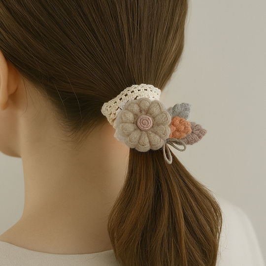 Avizar Prinzessinnen Stirnband Spitze Blumen Haar Coquette Grau