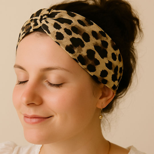Avizar Cross Hair Banner In Soft Cotton Leopard Printed Chic Beige Beige