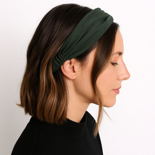 Avizar Crossed Headband Hair In Solid Velvet Refined Green Dark Green